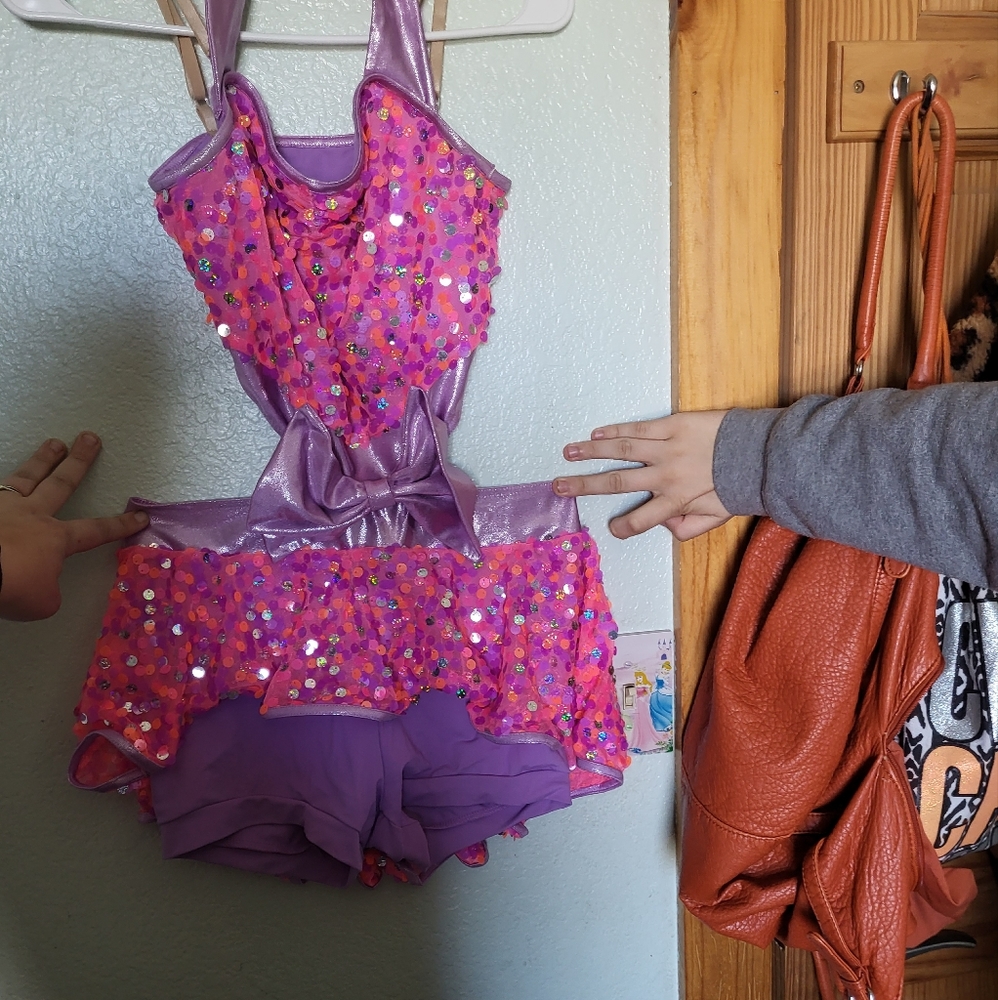 Super fun pink and purple sequin dance costume